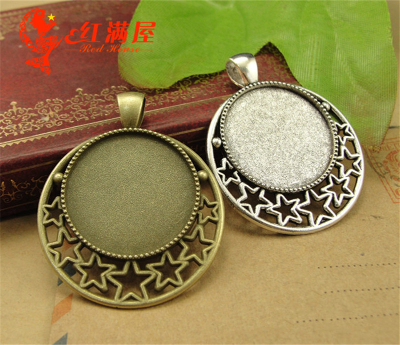 100pcs 25mm Round Pendant Tray Cabochon 