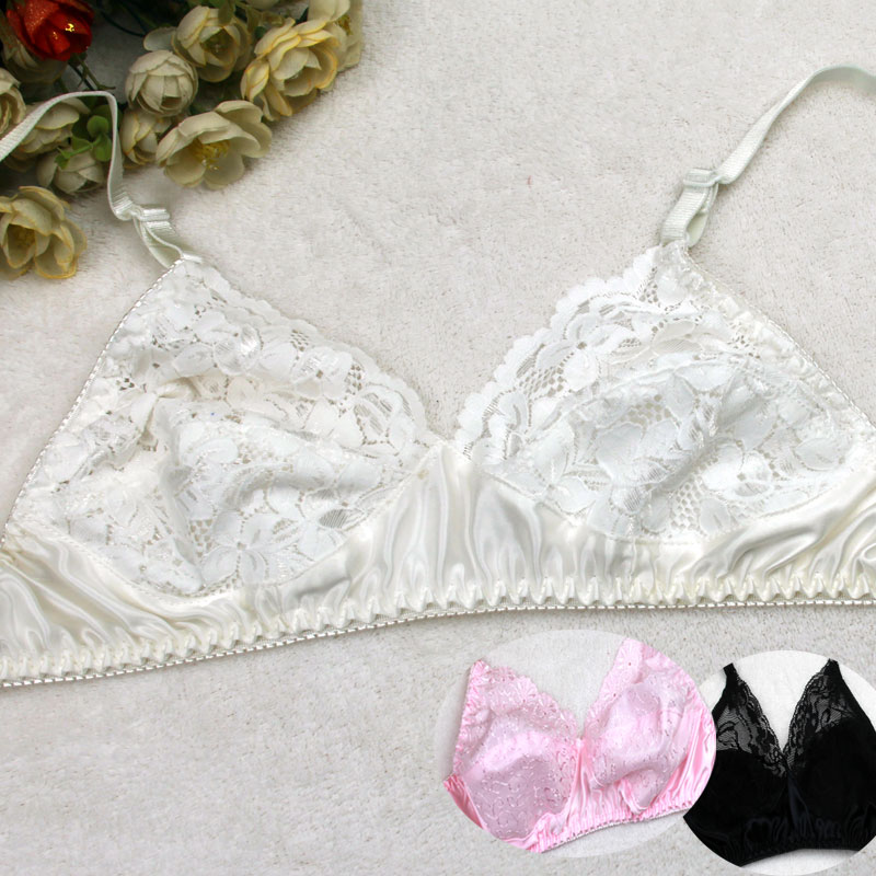 

Silk Lace Bra Soft Smooth Comfortable Wireless Women Wireless Triangle Lace Bralette Free Brassiere Sexy Ladies Underwear, Multi