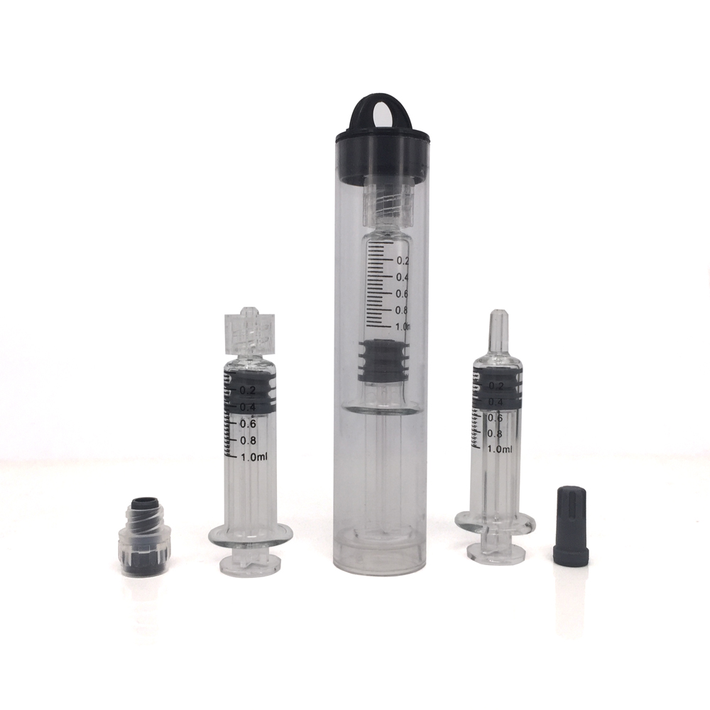 

100pcs/lot 1ML Luer Lock Glass Syringe with measurement For Thick Oil vape cartridges Luer head Injector For Brass Knuckles Bud atomizer