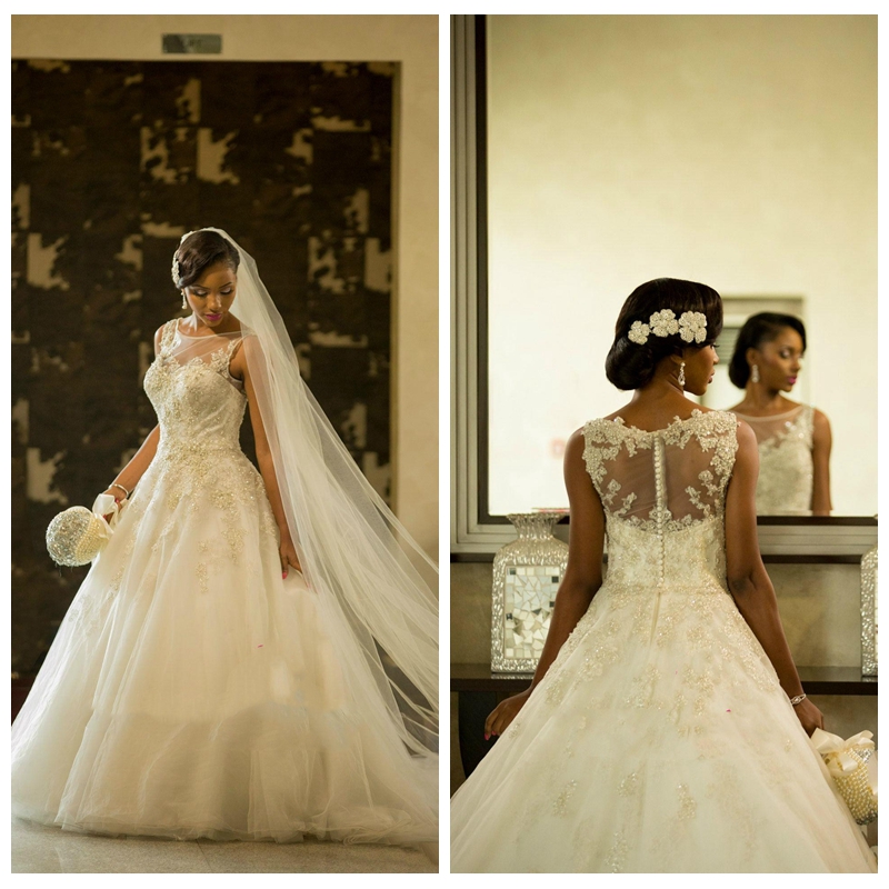 

2018 Vintage Sheer Lace Appliques Wedding Dresses Beaded Custom South African Vestidos De Mariee Bridal Gowns Arabic Dubai with Button Back, Red