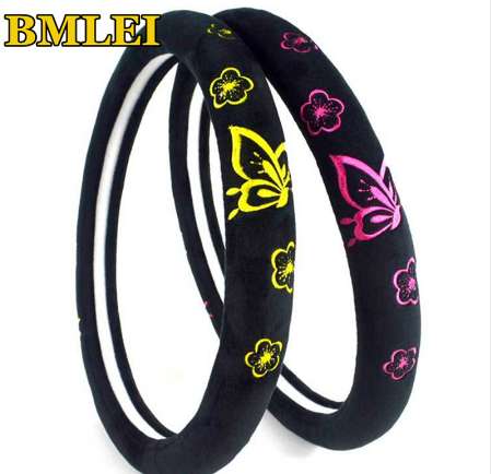 

Butterfly Plush Car Steering Wheel Cover Universal 37-38cm Steering Wheel Case Top Quality Auto Interiro Accessories