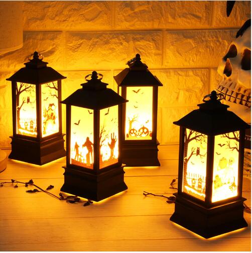 

2018 Halloween Vintage Pumpkin Castle Light Lamp Party Hanging Decor LED Lantern Party Supplies Cult Horror ghost Witch Hanging Lantern