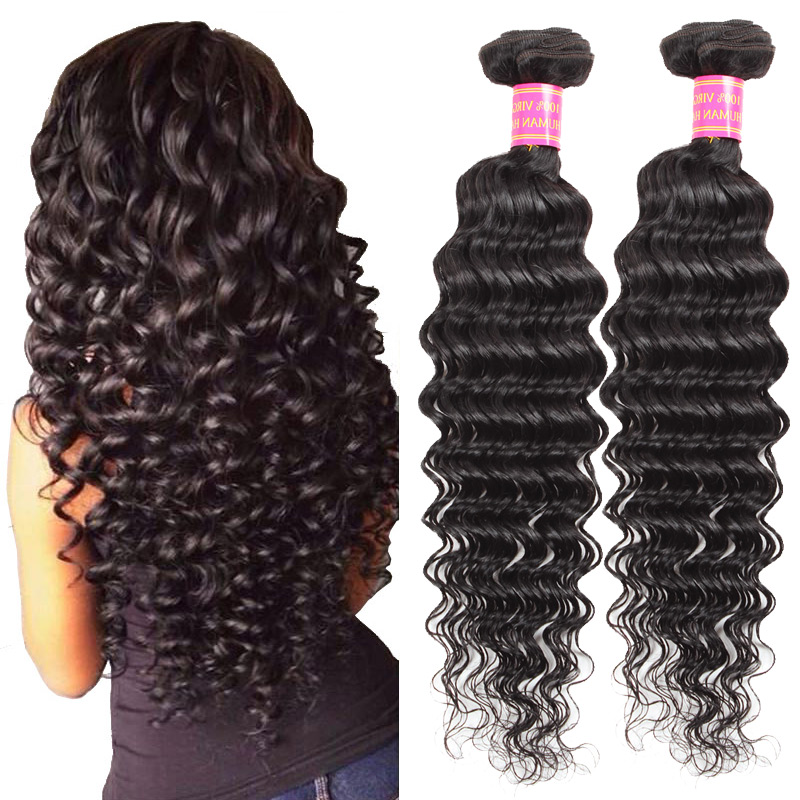 

Wholesale Cheap 8A Brazilian Deep Wave Human Hair Bundles 100% Unprocessed Indian Deep Wave 2 Bundles Peruvian Human Hair Weaves 8-28inch, Natural color