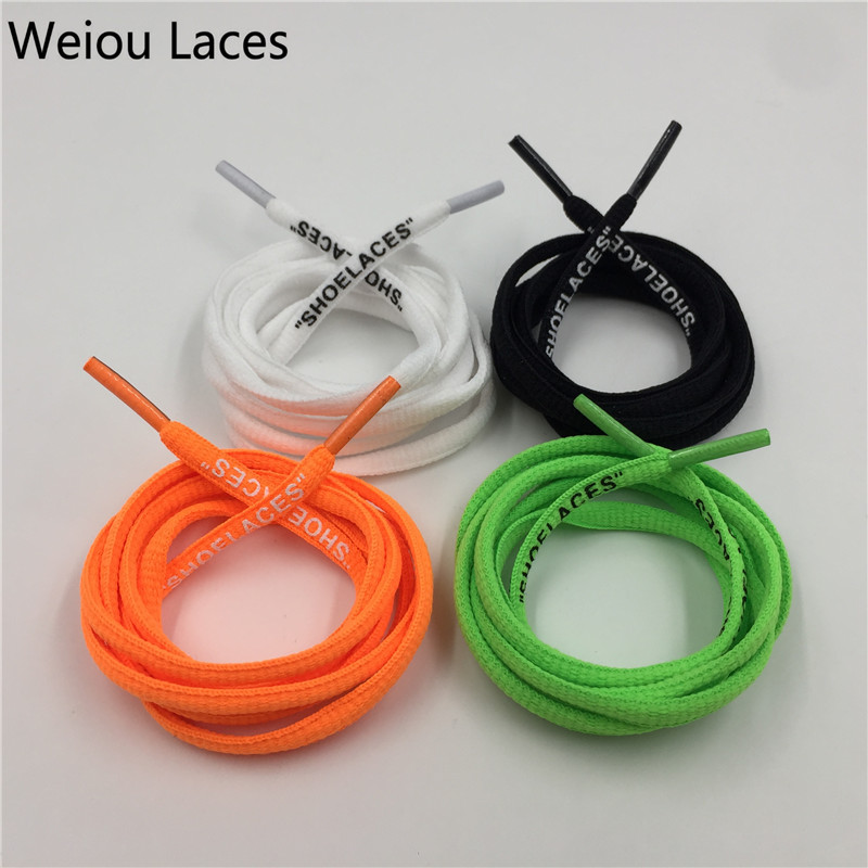 

Weiou New Arrive Black Green Orange White Semicircle Printing "SHOELACES" Single Head Shoelace Unique Laces For Women Kids Men Shoe