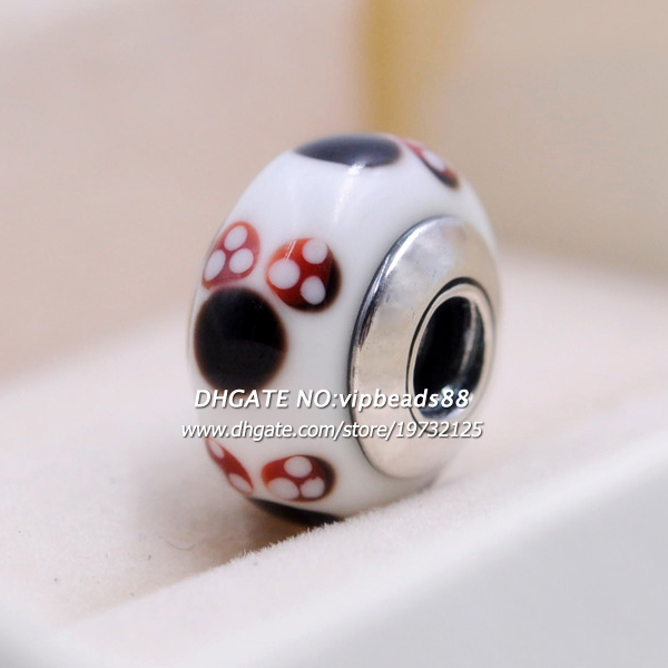 

S925 Sterling Silver fashion jewelry Animal portrait Murano Glass charms Beads Fit European pandora DIY Bracelets & Necklace 059, Black