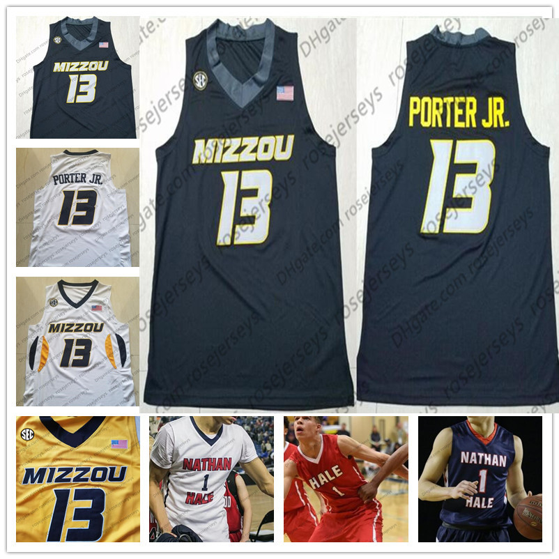 

NCAA Mizzou Missouri Tigers #13 Michael Porter Jr. black white yellow College Basketball #1 Nathan Hale High School navy red Jerseys S-4XL, Mizzou #13 porter jr. black