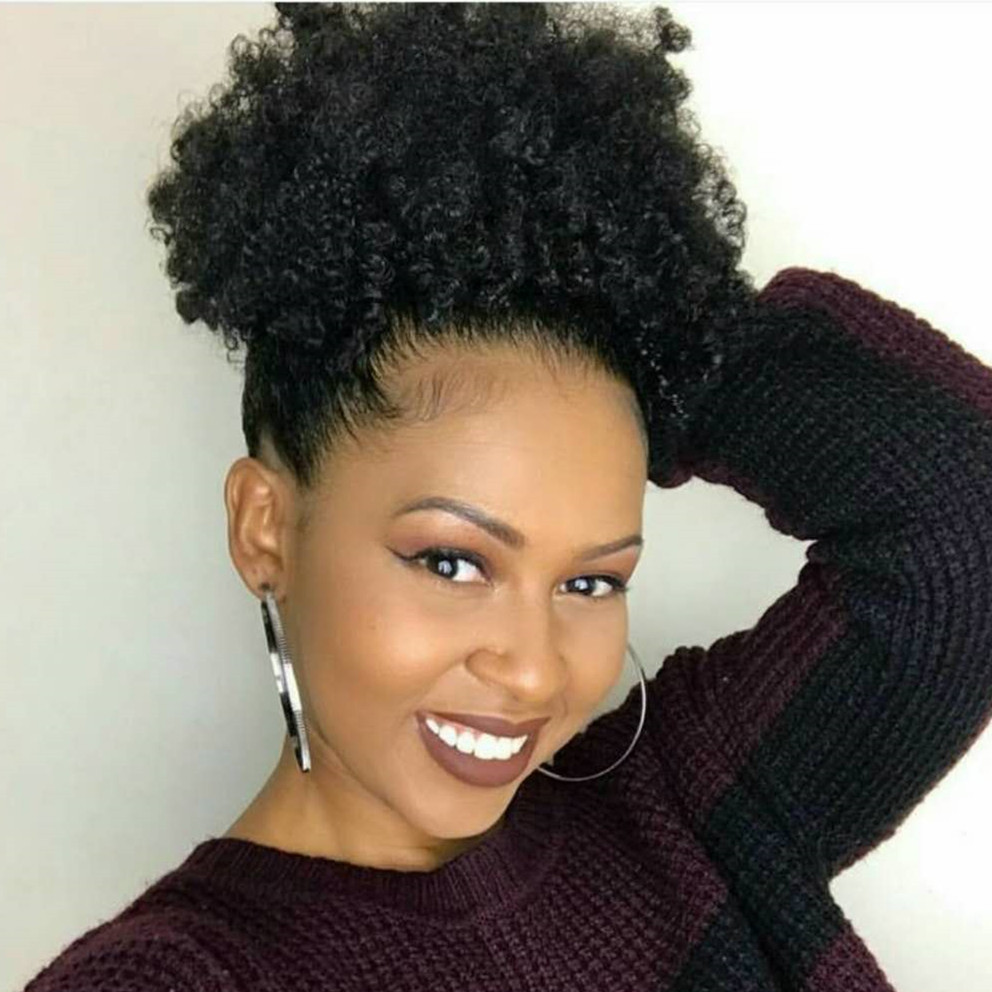 

Afro Kinky Curly Human Hair Ponytail For Black Women Brazilian Virgin Hair Drawstring Ponytail Hair Extensions 10-16 inch 120gram