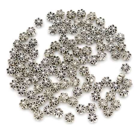 

50pcs Tibetan Silver Seed Spacer Flower Metal Beads For Jewelry Making handmade Diy Bracelet Necklace Accessories Wholesale