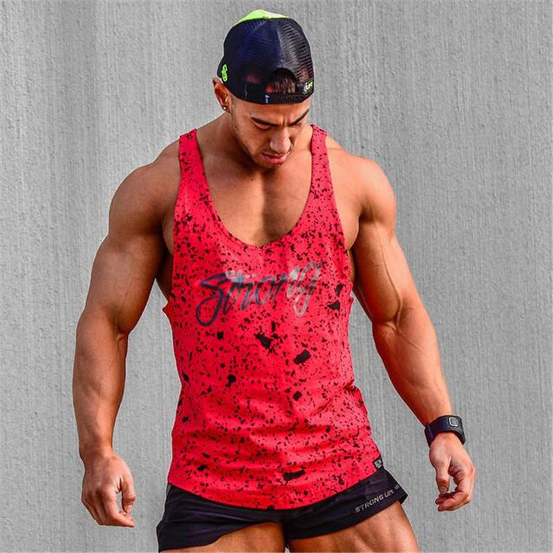 

New Tank Tops Sleeveless Vest Top Undershirt Casual Fitness Mens Casual Print Bodybuilding Red Gray Black