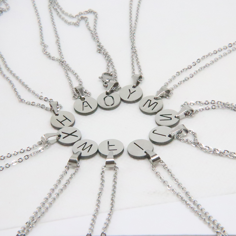 

New Fashion Initial Pendants Necklaces Women Simple Letters Stainless Stleel Link Chain Necklace Party Jewelry Gift SN054