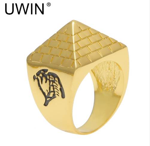 

UWIN Men' Punk Egyptian Pyramid Ring Fashion Hip hop Jewelry Gold Color Charm Alloy Metal Rings Women Drop Shipping