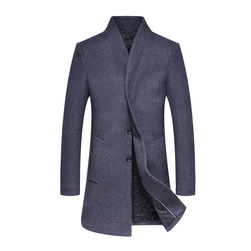 

2018 new autumn winter wool long men's slim casual thick coat men's warm windbreaker windbreaker jacket for man XD540, Black