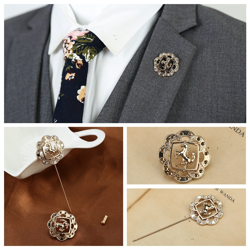 Horse Fashion Female Scarf Button Small Diamond Pin Badge Korean Version Of Pearl Unisex One Word Brooches Broche Wholesale Drop Shipping-image-415451681