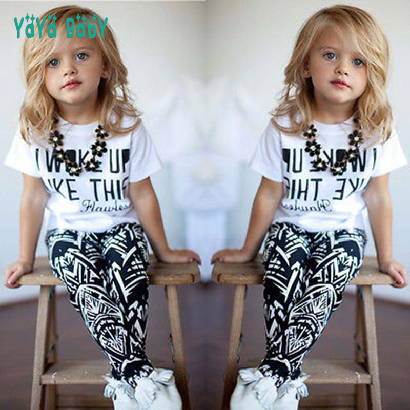 1 2 3 4 5 5 6 7 8 Year Girls Clothes 2018 New Spring Summer Children Clothing Set Letter Printed Shirts Pants 2pcs Kids Suits Y1892706