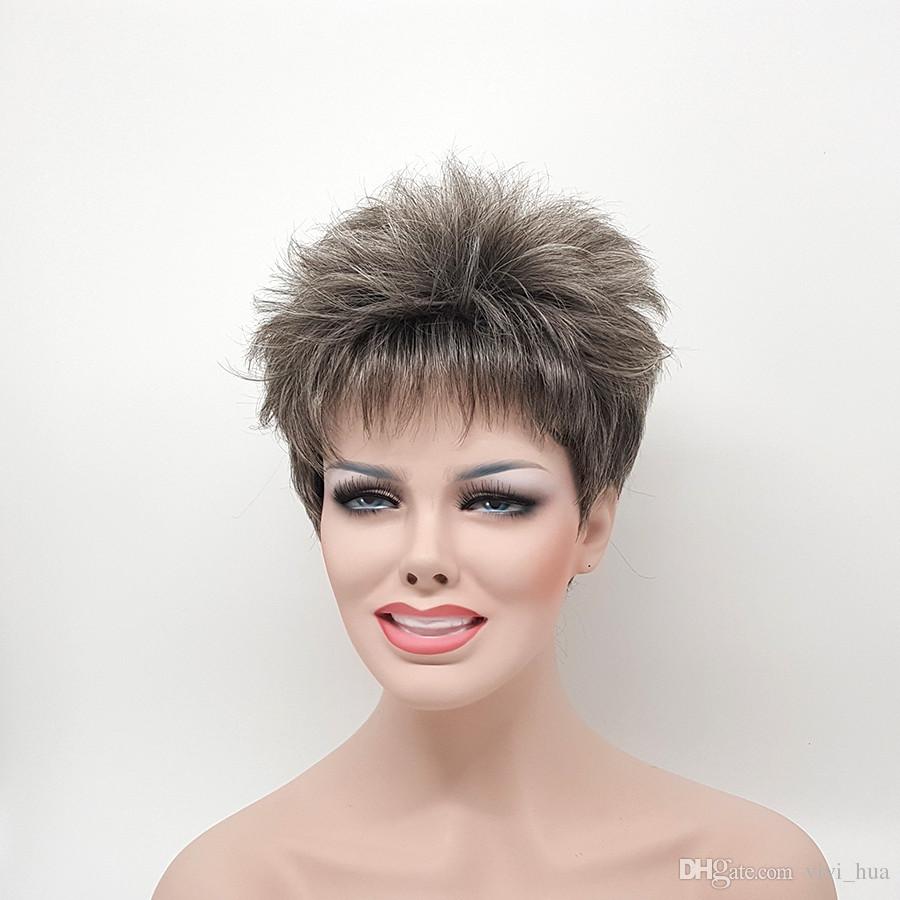 

Gray Short Wigs Natural Wigs for White Black Women Synthetic Hair Curl and Straighten wigs Pelucas Sinteticas, Gary