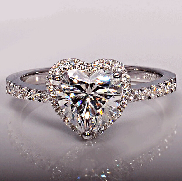 

Brand Jewelry Heart cut 1ct Cz 5A Zircon stone 925 Sterling silver Women Engagement Wedding Band Ring Sz 4-11