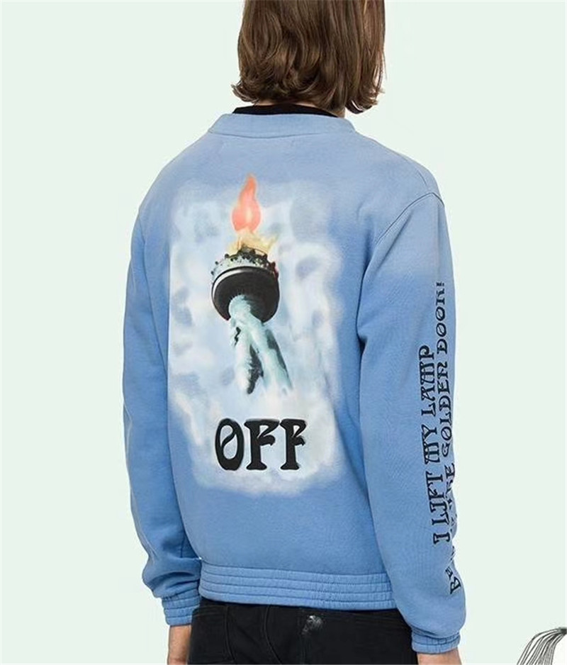 New Arrival Statue of Liberty Off Fashion White Black mens Designer Hoodies Cotton Casual Hoodie Loose Round Neckdrop shipping