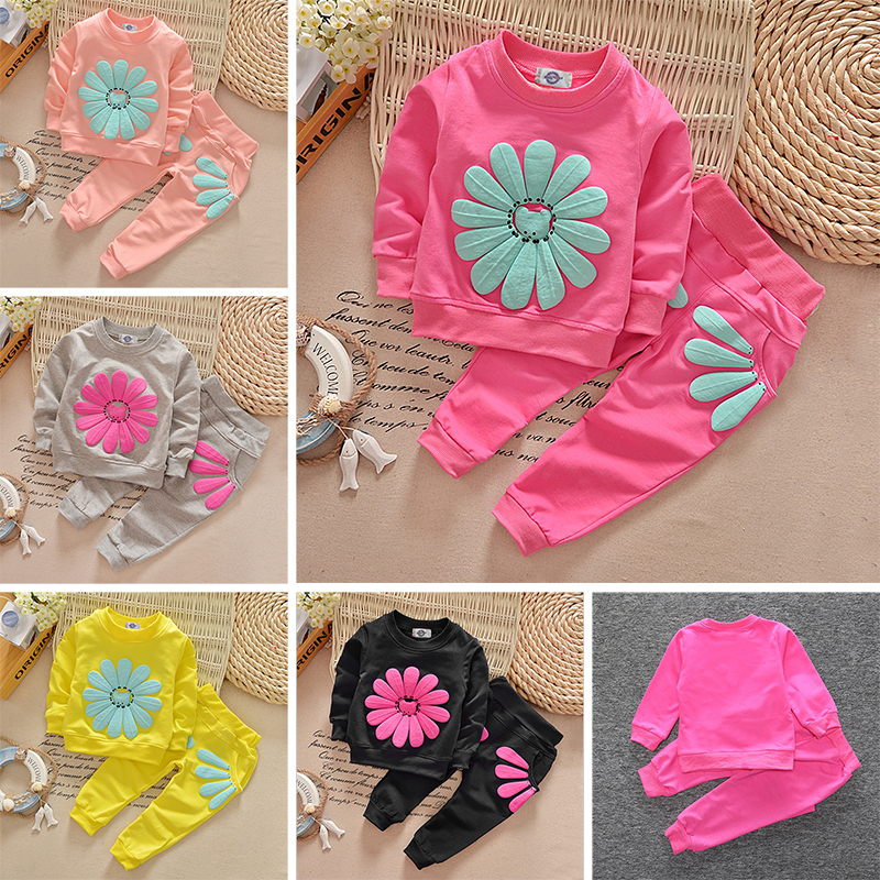 

2 Piece Sets Baby Girl Clothes Include Long Sleeve Tops and Full Length Elastic Waistband Pants Girls Autumn Outfits 17121202, Pale yellow