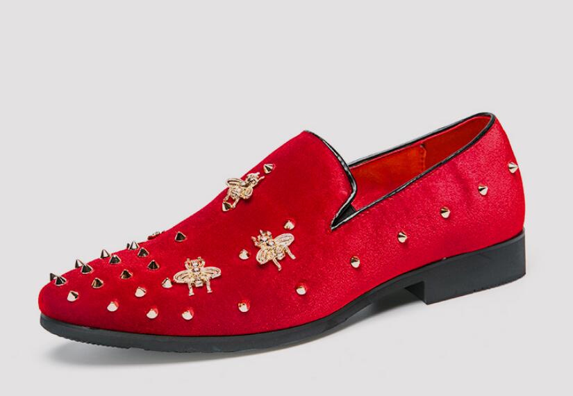 

New mens fashion velvet embroidery loafers pointed toe slip on flat casual shoes driving mocassins black/Blue shoes AXX400