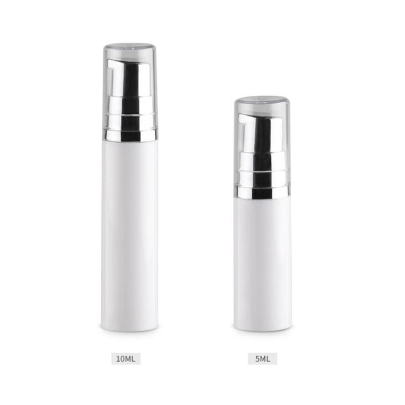 

5ml 10ml Empty Cosmetic Airless Pump Lotion Bottle Mini Refillable Beauty Container with pump clear cap F567