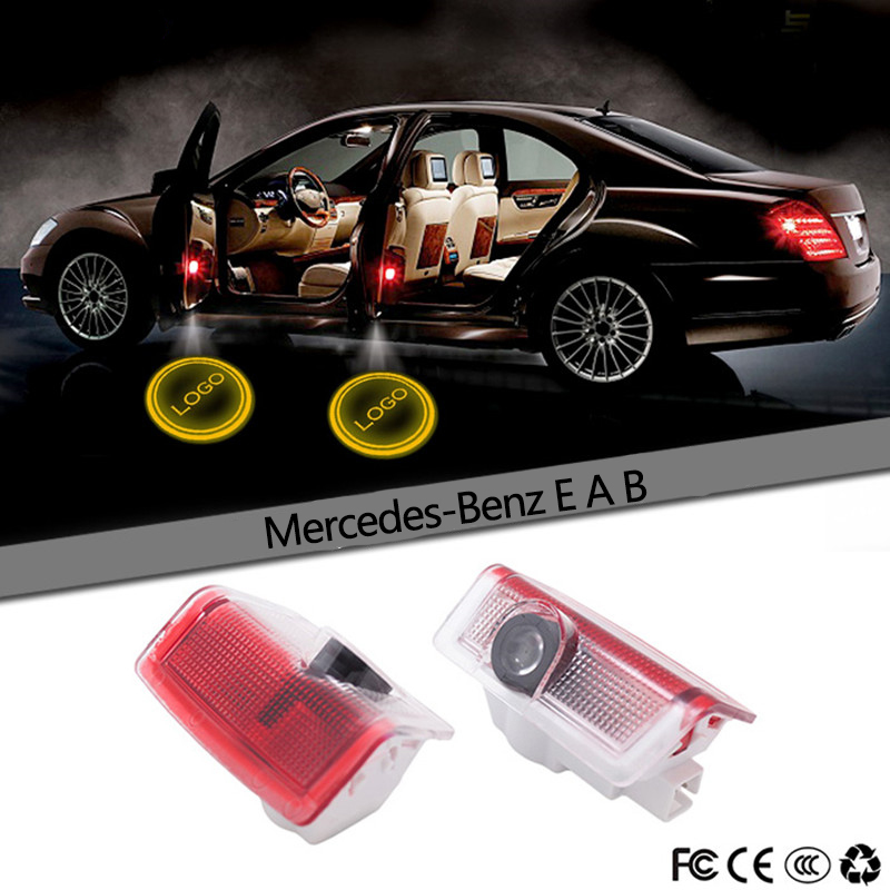 2pcs projecteur de porte laser de voiture logo emblème bienvenue lampe d'ombre pour mercedes / benz W212 W176 4MATIC une classe de b