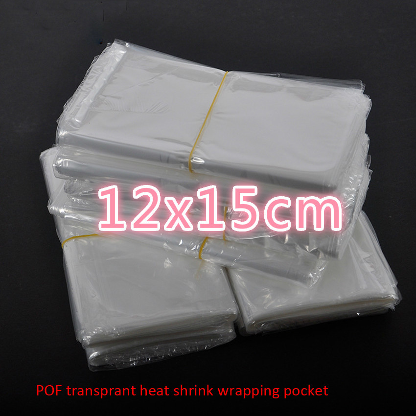 300pcs/lot 12x15cm Clear Transparent Shrink Wrap Package Heat Seal Bag POF Gift packing plastic bags for comestic bottles boxes-image-415497088