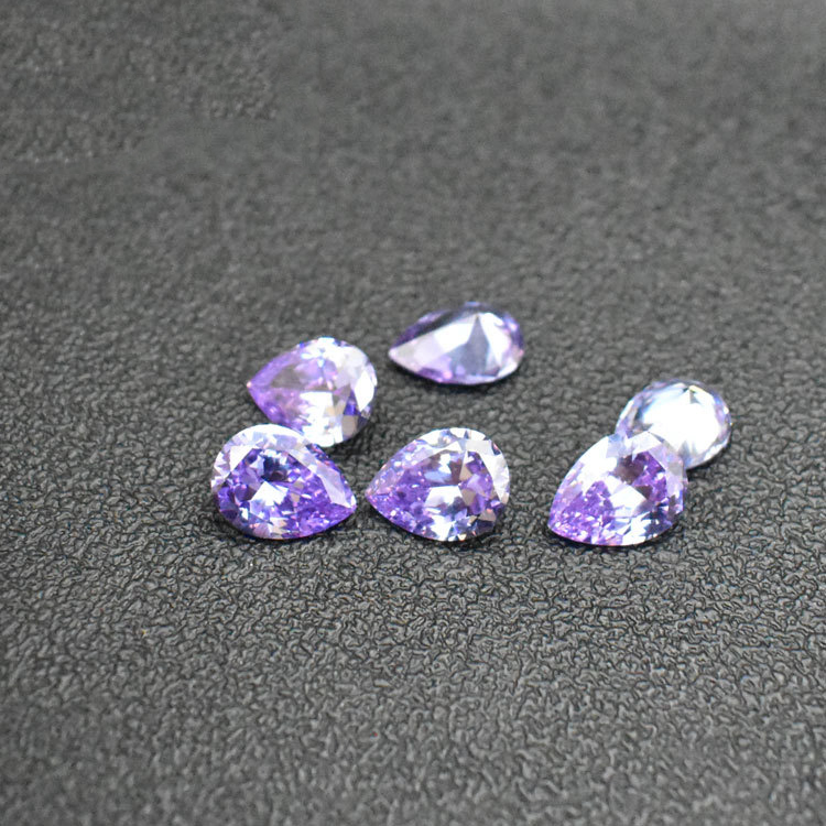 

10x12mm-13x18mm 4 Sizes High Quality 3A Cubic Zirconia Lavender CZ Pear Cut Loose Gemstone Wholesale For Jewelry Making 100pcs/lot