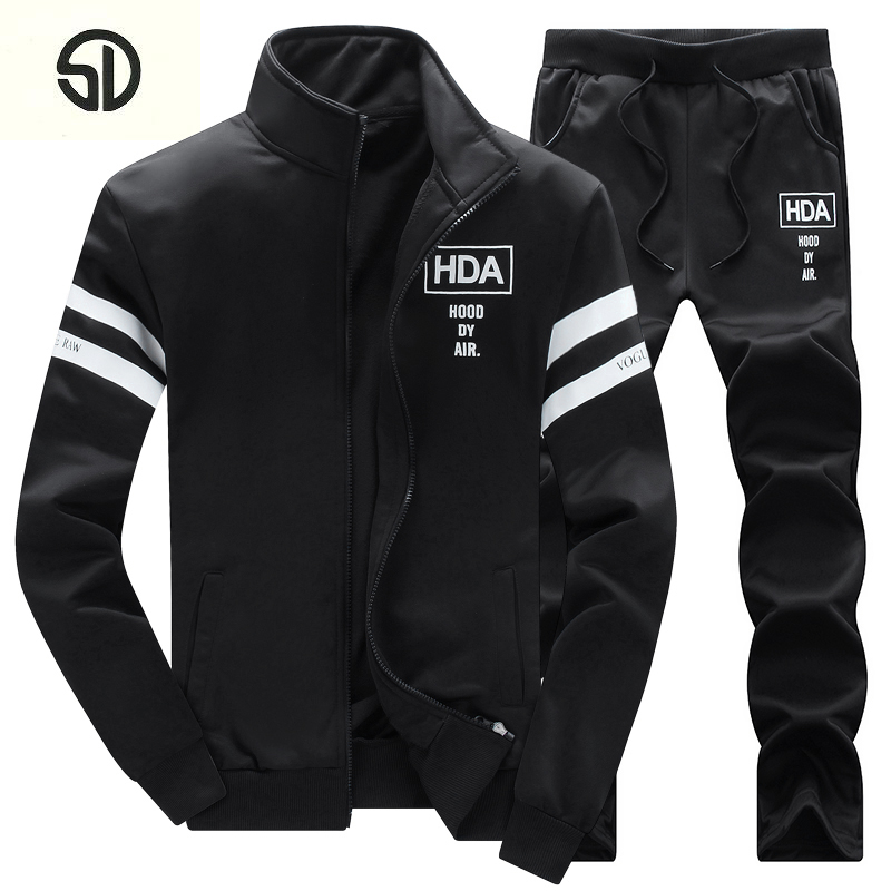 

Tracksuit Men HDA Printded Brand-Clothing Fashion Casual Sudaderas Hombre Mens Thick Fleece Hoodies Coat+Sweat Pant Sweat Homme, Tz807 navy