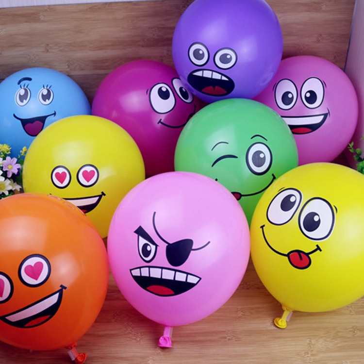 

12 Inch Funny Big Eyes Smiley Helium Latex Balloons for Festive Wedding Birthday Children's Day Party Supplies DEC377
