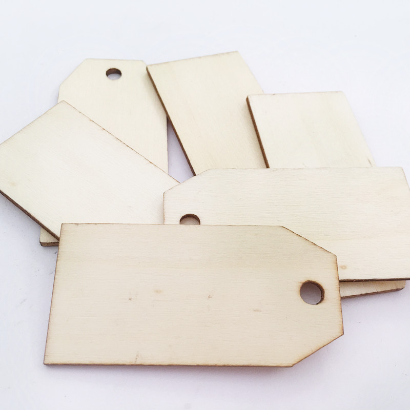 50 Stück Natürlichen Rechteck Blank Holz Geschenkanhänger Holz Hängen