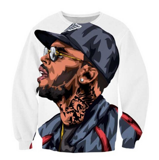 

Wholesale-Newest Fashion Womens/Mens Chris Brown Cartoon Funny 3D Print Casual Sweatshirt Tops Plus Size SQS08, Multicolor