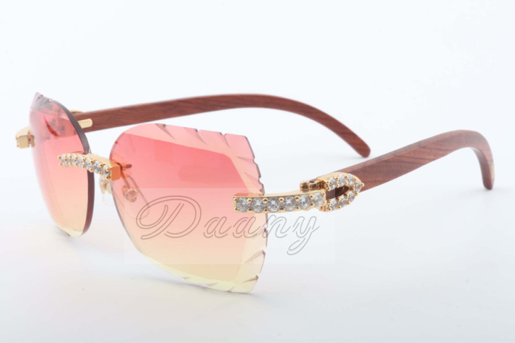 

2019 Bestseller Cut Natural Wooden Lens Sunglasses, 8300817-A, High End Luxury Diamond Sunglasses Size: 58-18-140mm Sunglasses