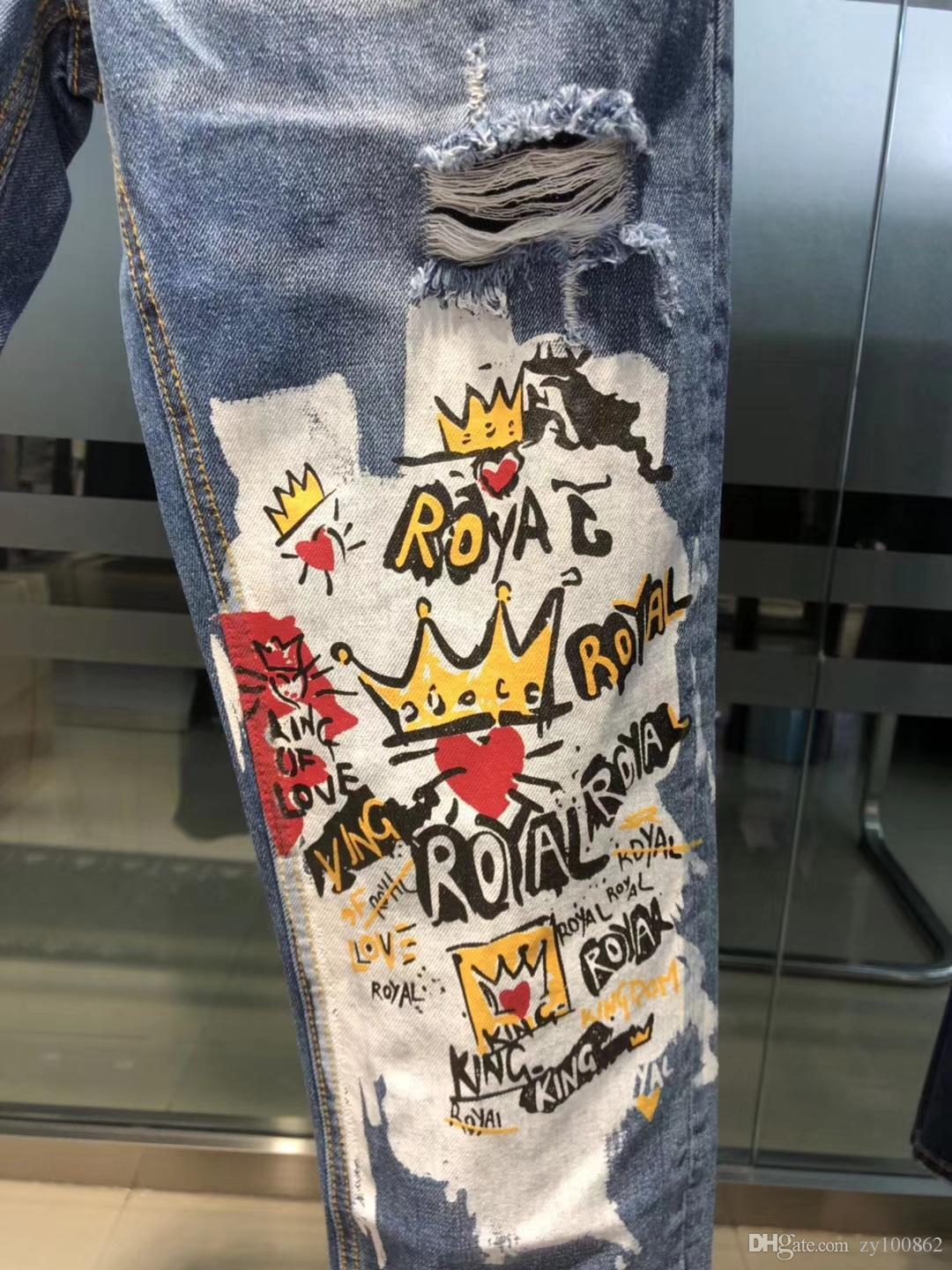 Compra D12 Lucxry Marca Hombres Desginer Jeans Agujeros Hechos A Mano  Pantalones De Vaquero Bulletless Impresión Flores Pantalones Delgados  Barato | Entrega Rápida Y Calidad | Es.Dhgate