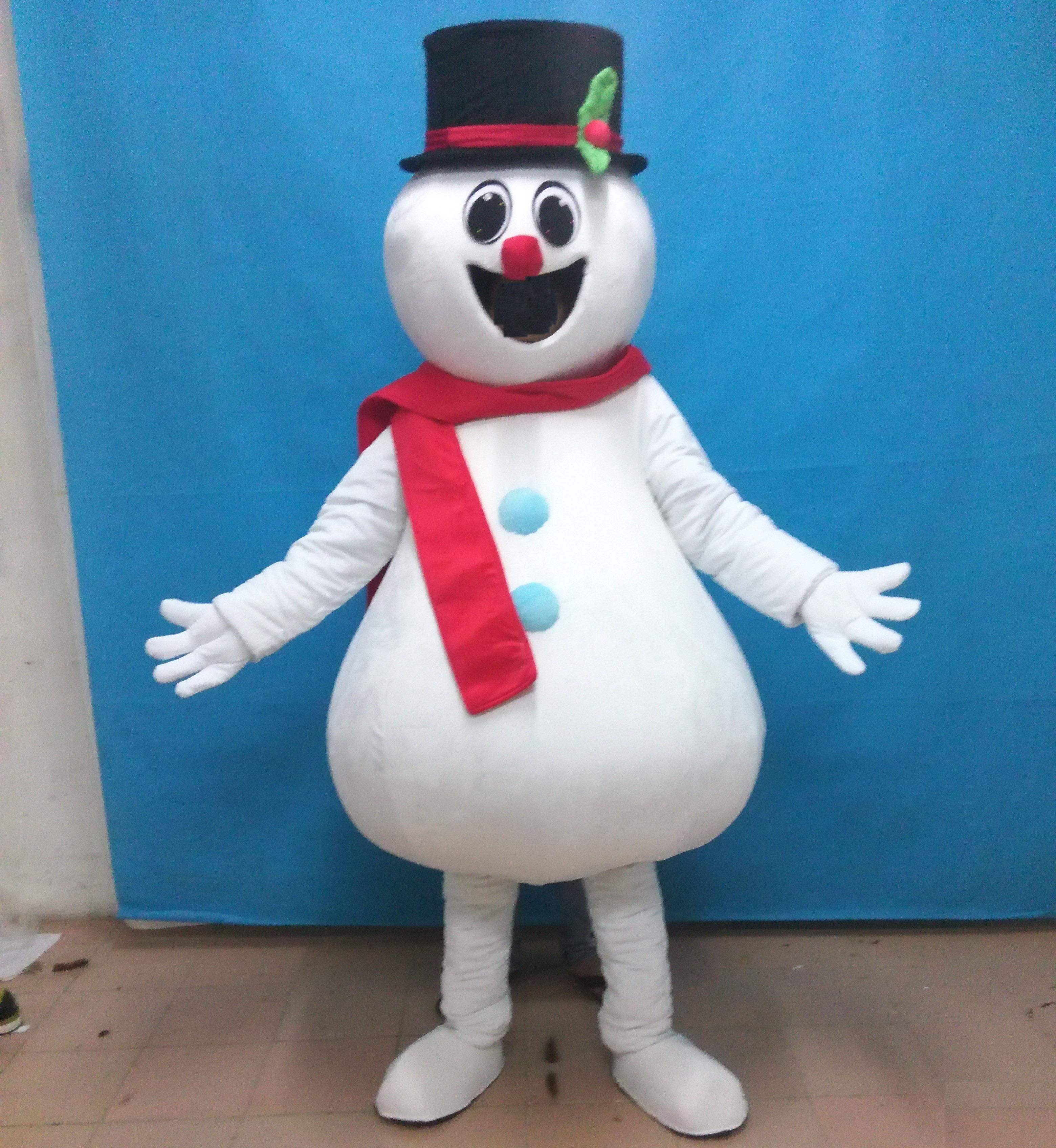 

2018 High quality the head happy face snowman mascot costume for adult to wear, As picture