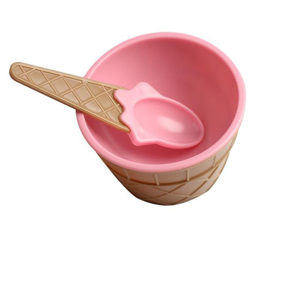 Eco Friendly Children S Plastic Ice Cream Bowl Spoon Set Durable Ice