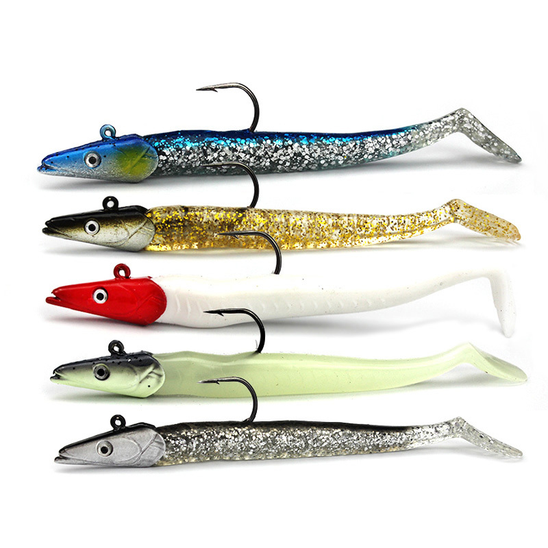 1Pcs Maggot Grub Soft Lure Baits Worms Glow Shrimps Fish Lures Plastic 22cm