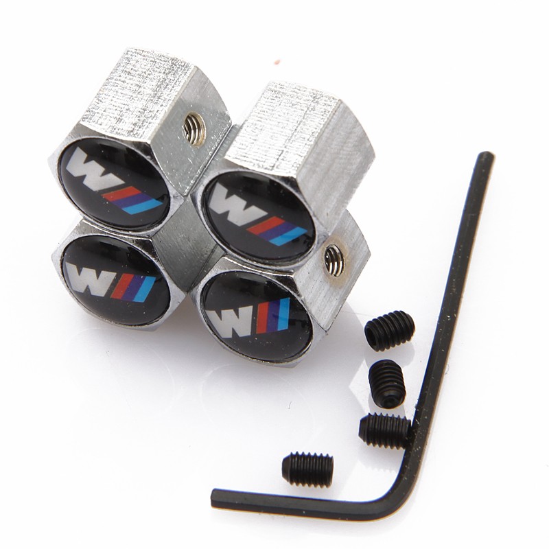 Car Styling Tire Valve Cap 4PCS HexagonM Standard Car Tire Valve Core Caps Black Silver For BMW F30 F20 F10 M3 M5 M6 X1 X3 X5
