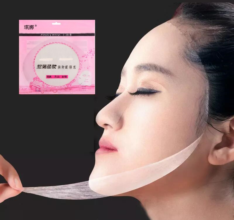 

60pcs/lot Beauty Full Face Natural Silk Mask Paper Invisible Disposable Skin Care DIY Facial Masque Sheet Whitening Facial Masks
