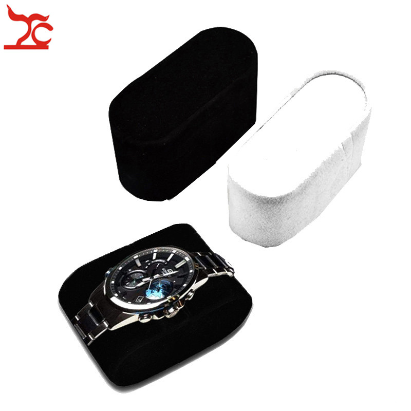 

Wholesale 10Pcs/Lot Velvet Bangle Cushion Wrist Watch Bracelet Display Stand Holder Black White Watch Case Storage Watch Pillow