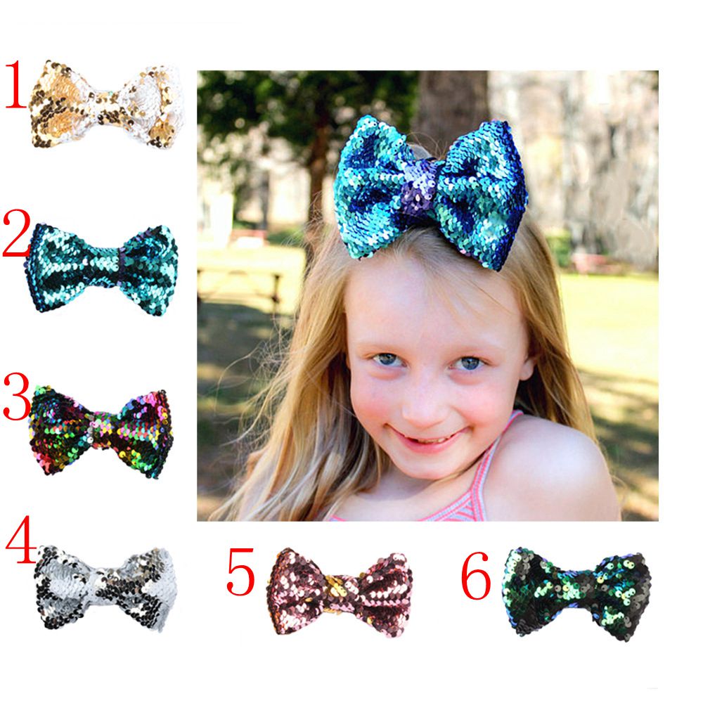 

New Colorful Christmas Bling Hair Accessories Girls Gold Clips Sequins Casual Hair Clip Baby Girl Bows Valentine Bows Birthday Gifts A9180, Multi-color