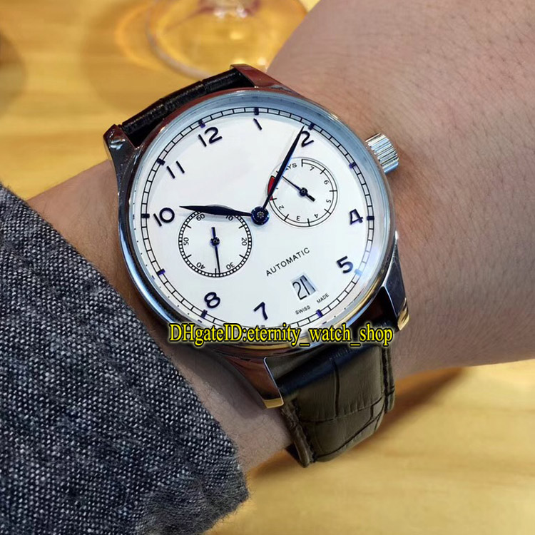 

New 4 Color Cheap High Quality 500705 White Date Dial Automatic Mechanical 500109 Mens Watch 316L Stainless Steel Case Leather Sport Watches, Box
