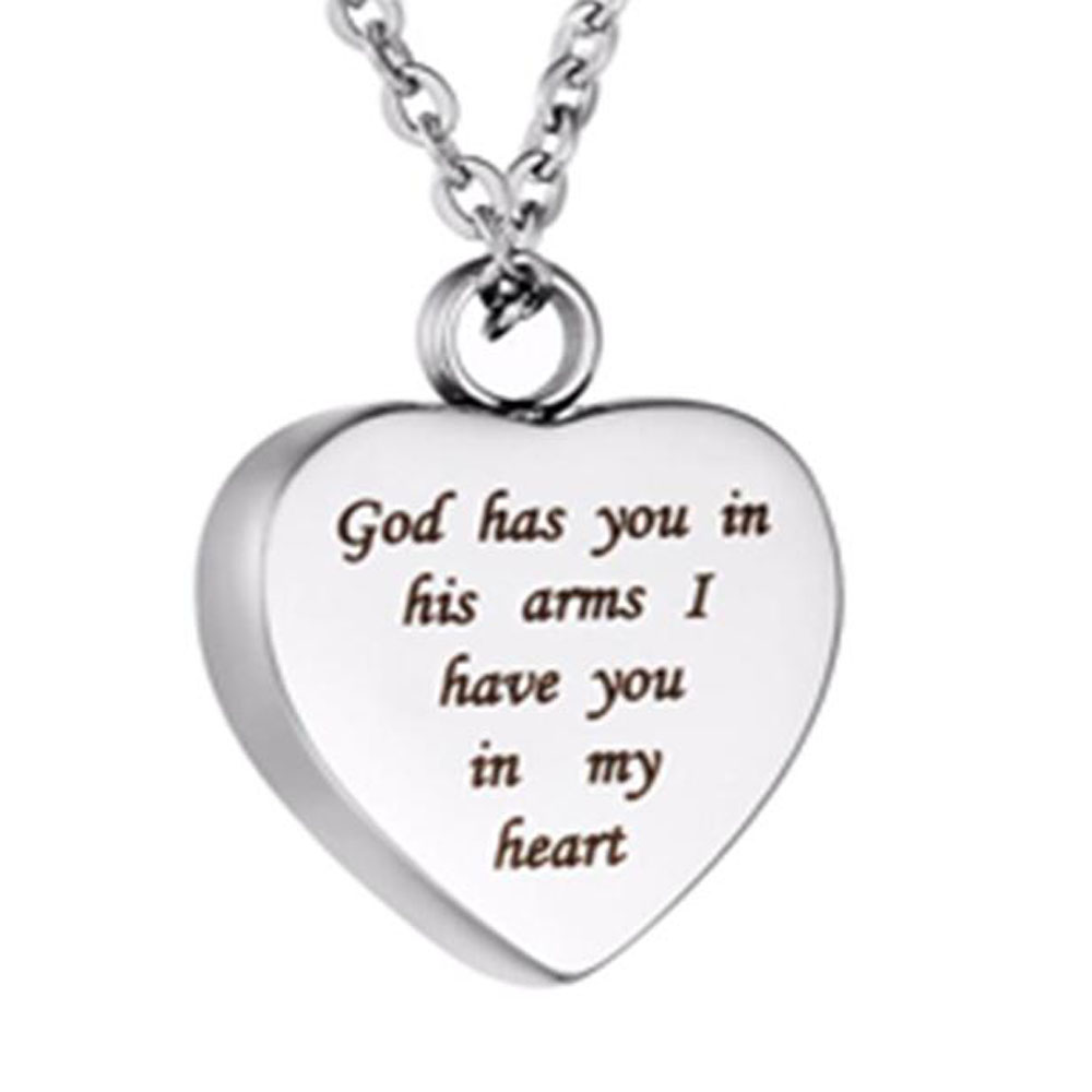 

Funeral jewelry engraved named forever in my heart heart-shaped fragrance bottle pendant cremation stainless steel souvenir necklace