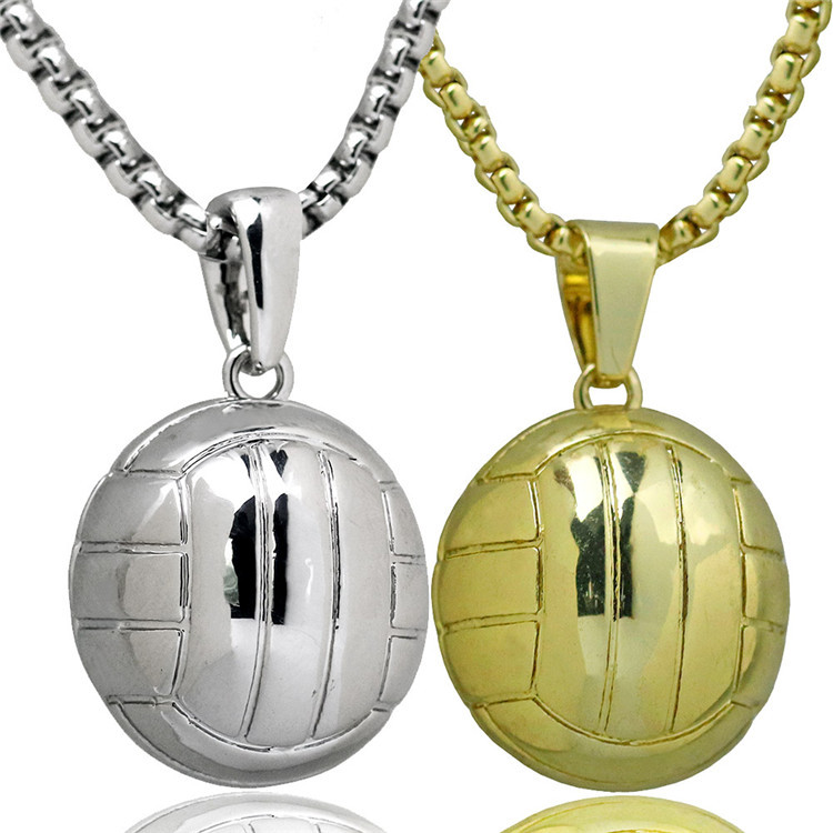 

Men's 3D three-dimensional volleyball pendant ball sports necklace Europe and the United States fitness jewelry wholesale