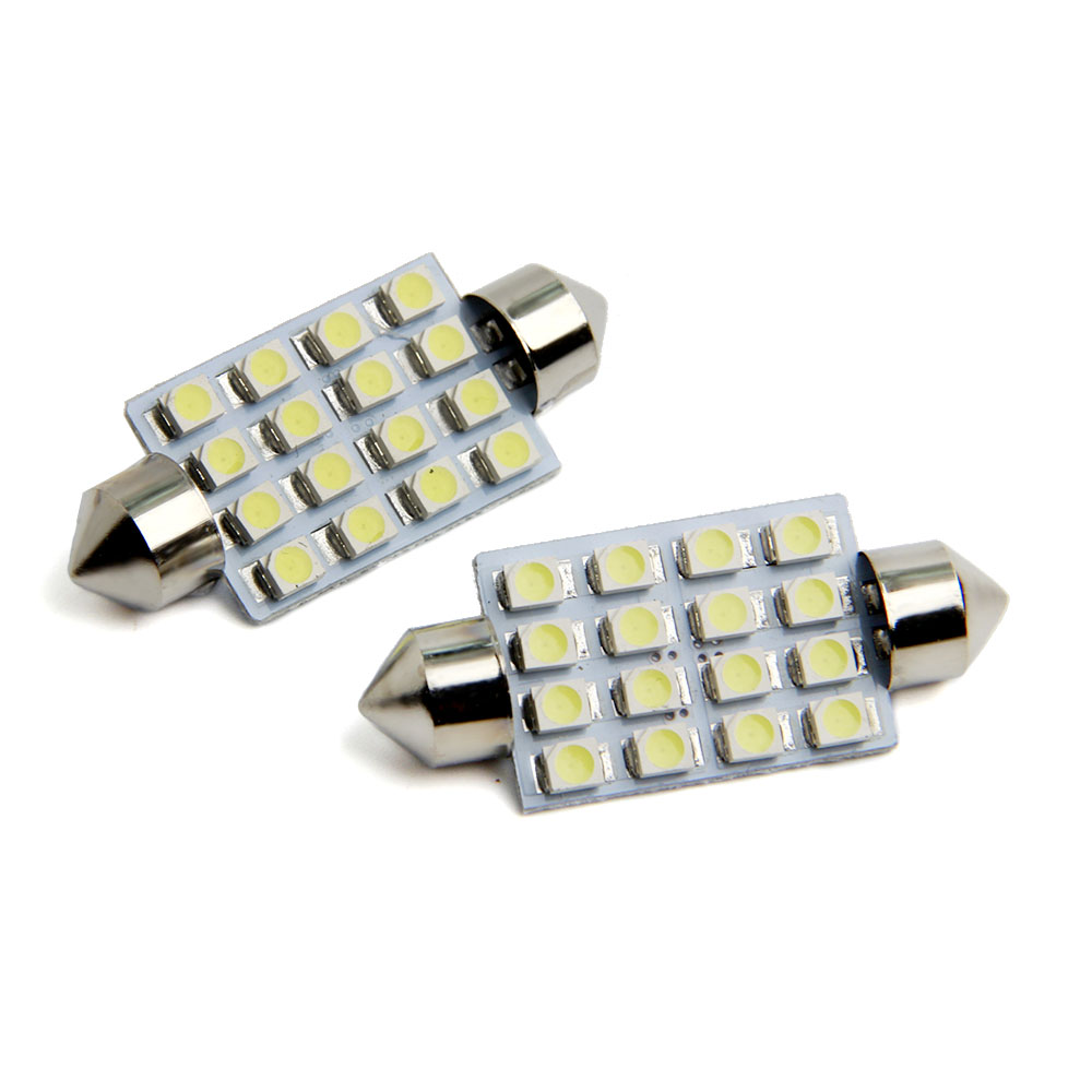 

10X C5W 1210 16 LED 31mm 36mm 39mm 41mm Festoon Dome LED Light Bulbs 16 SMD Car Door Roof Mix Size