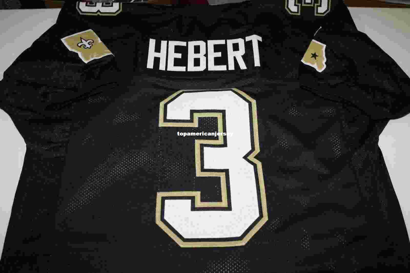 

Cheap Retro BOBBY HEBERT #3 CUSTOM MITCHELL & NESS Jersey BLACK Stitching men's Football Jerseys Running