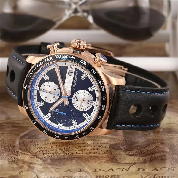 

Hot sale luxury watch for man quartz stopwatch mens chronograph watches stainless steel wrist watch leather band cp21, #1