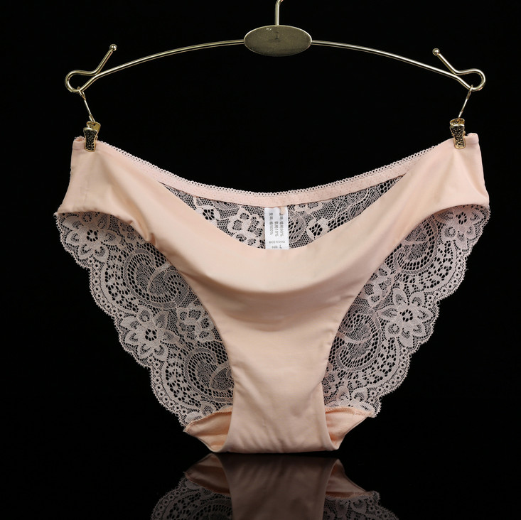 

S-XXL Cotton Stalls Ice Silk Seamless Breathable Women Underwear Mesh Female Sexy Lace Lady Low Waist Vintage Briefs, Green