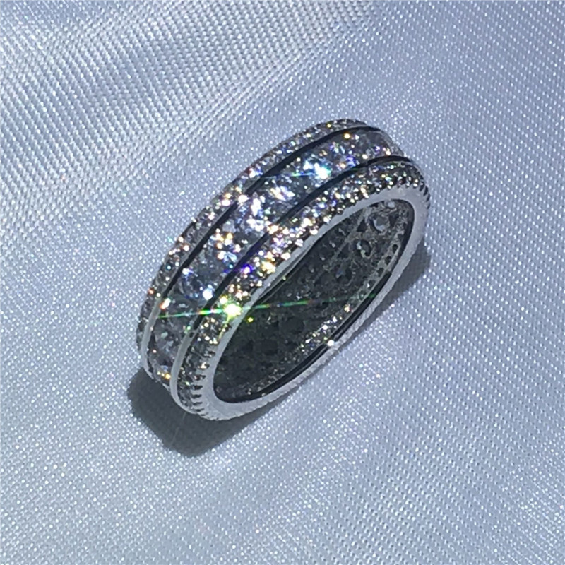 

2020 New Women Fashion Full Round Diamond White Gold Filled Engagement wedding band ring for women jewelry Size 5-10 Gift