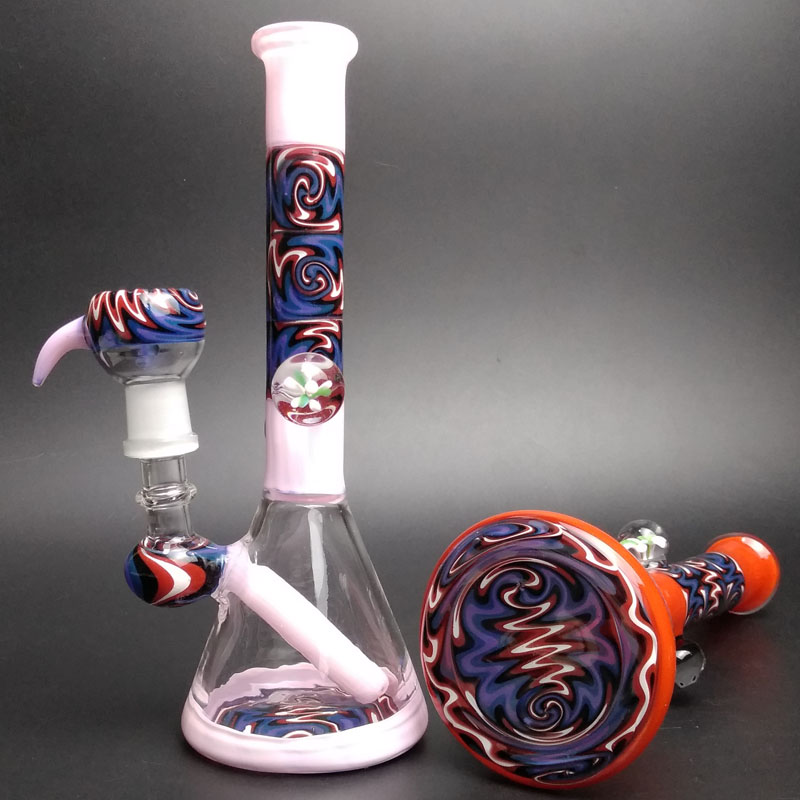 

Color Glass Bongs Hookahs Twisted Colorful Water Pipes 14mm Dabs Rig with Quartz Banger Oil Bong Nail Smoking Burner Pipe