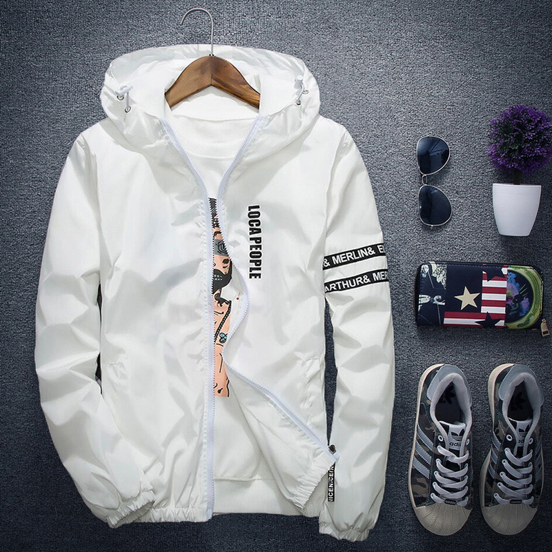 

Dropshipping USA SIZE Loca Windbreaker 2018 Men Jackets -2XL, White